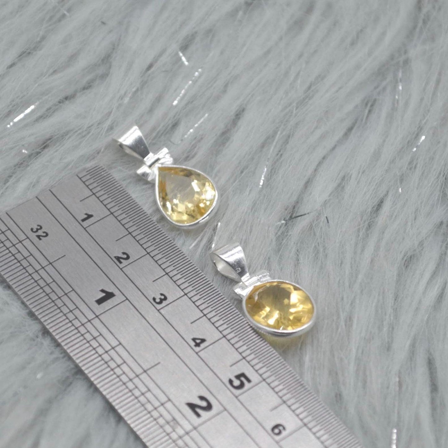 Sterling Silver Citrine Pendant: November Birthstone, Yellow Gemstone Necklace