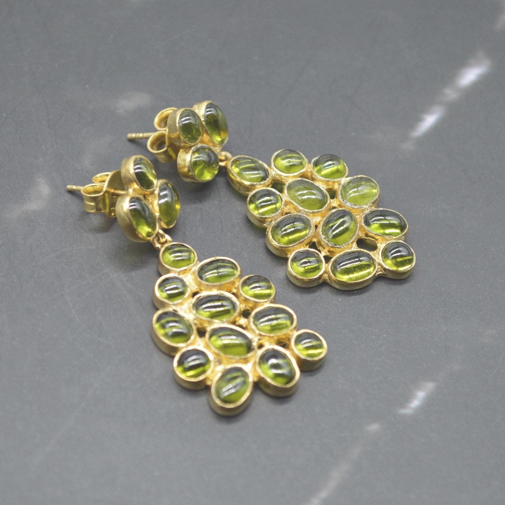 Peridot Gold Earrings: Sterling Silver, Green Gemstone, August Birthstone Jewelry