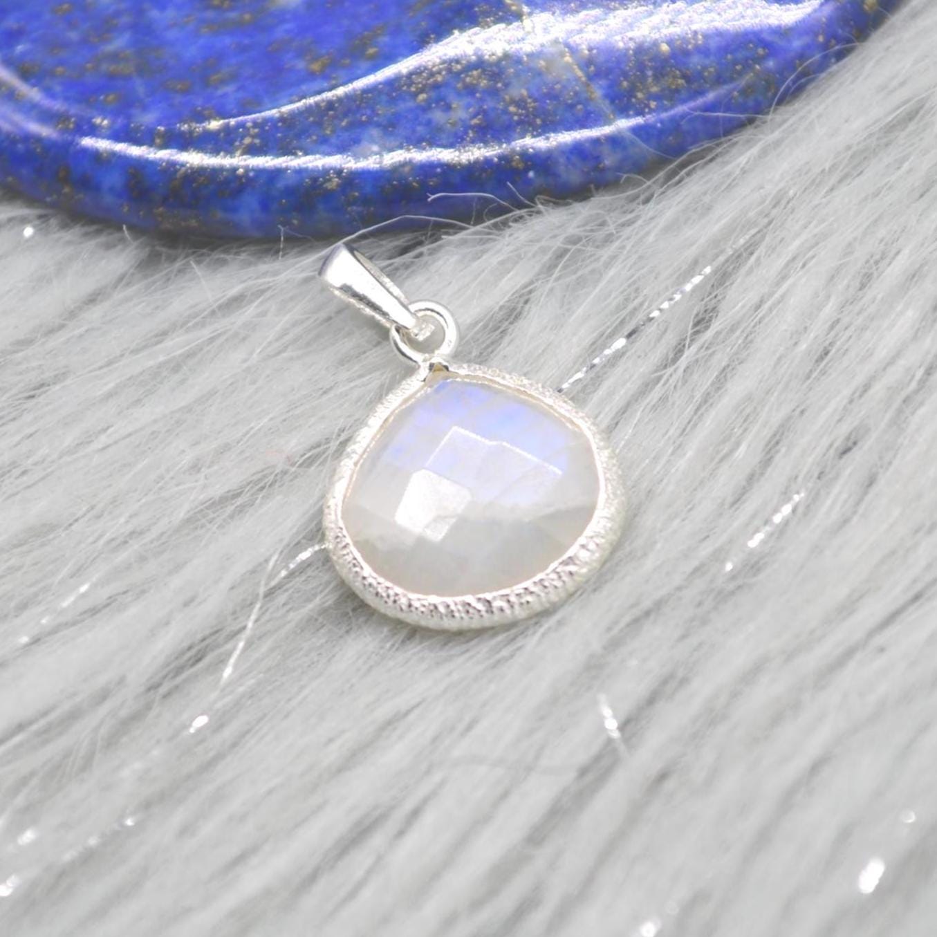 Moonstone Pendant: Sterling Silver, June Birthstone Necklace, White Gemstone Jewelry