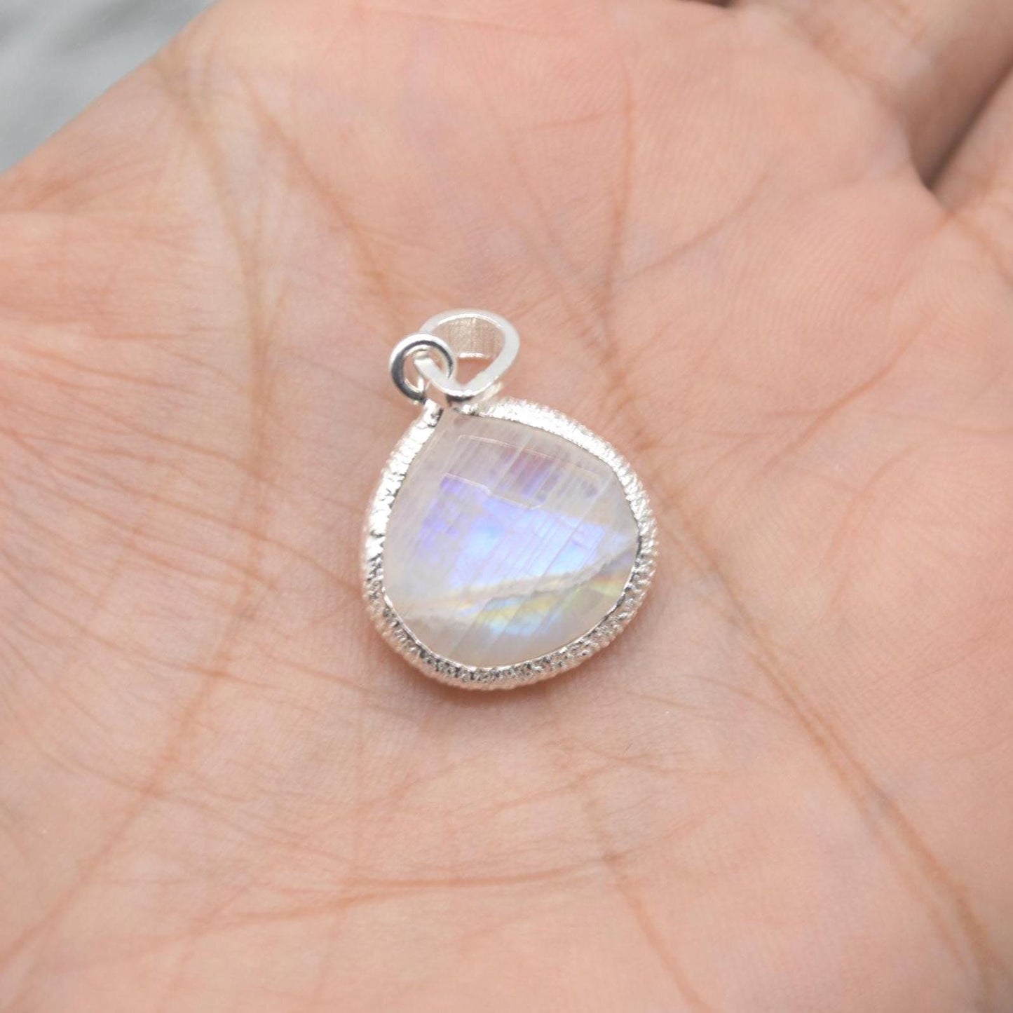 Moonstone Pendant: Sterling Silver, June Birthstone Necklace, White Gemstone Jewelry