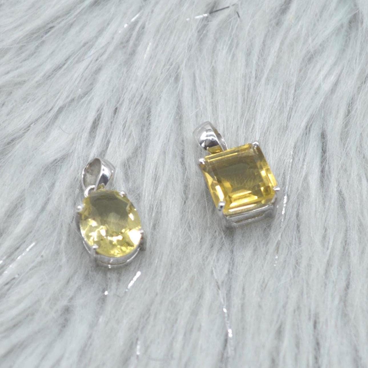 Lemon Quartz Pendant Necklace: Sterling Silver, Yellow Gemstone