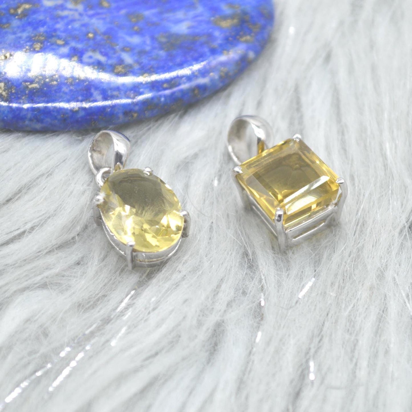 Lemon Quartz Pendant Necklace: Sterling Silver, Yellow Gemstone