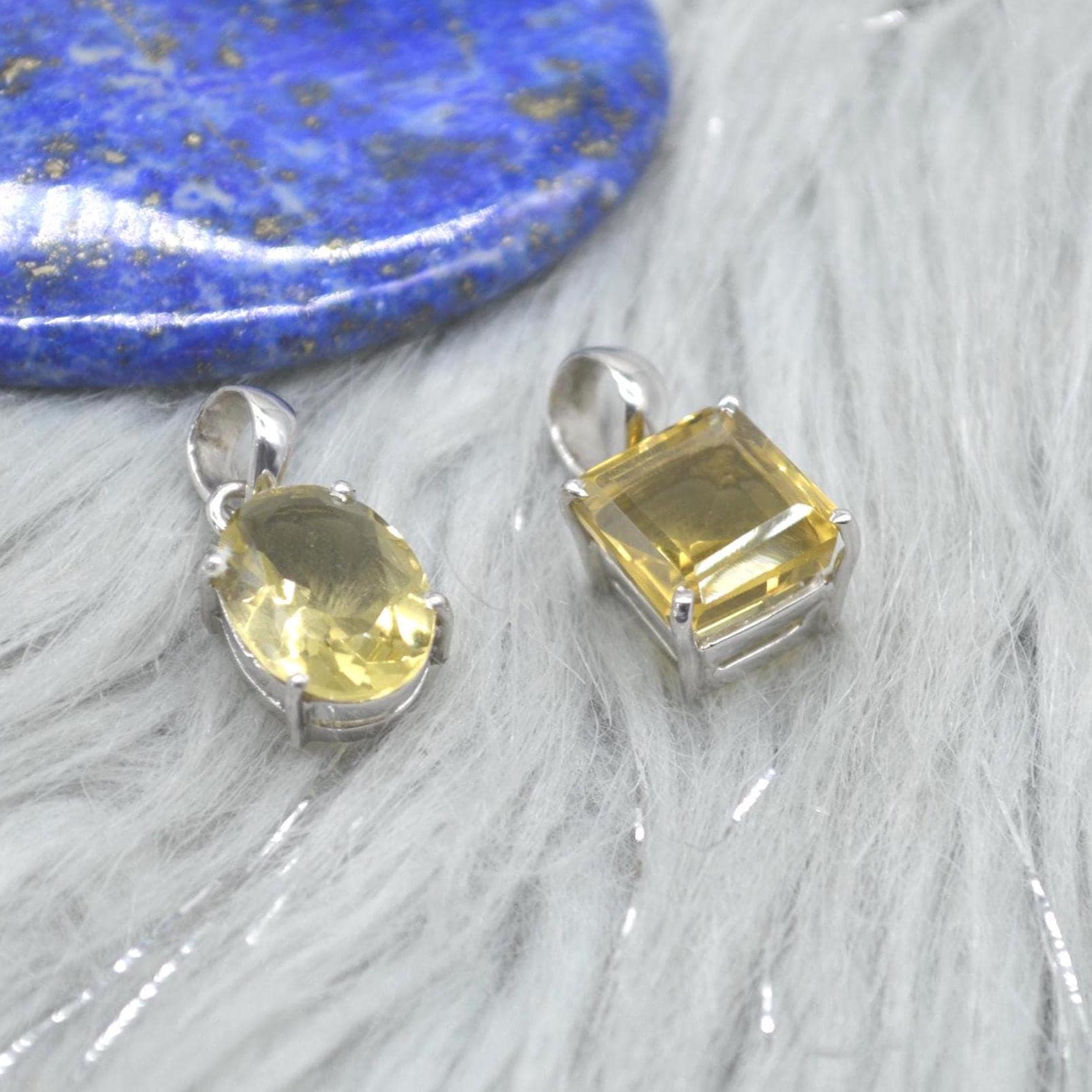 Lemon Quartz Pendant Necklace: Sterling Silver, Yellow Gemstone