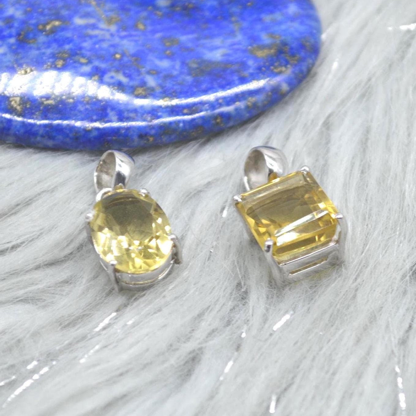 Lemon Quartz Pendant Necklace: Sterling Silver, Yellow Gemstone