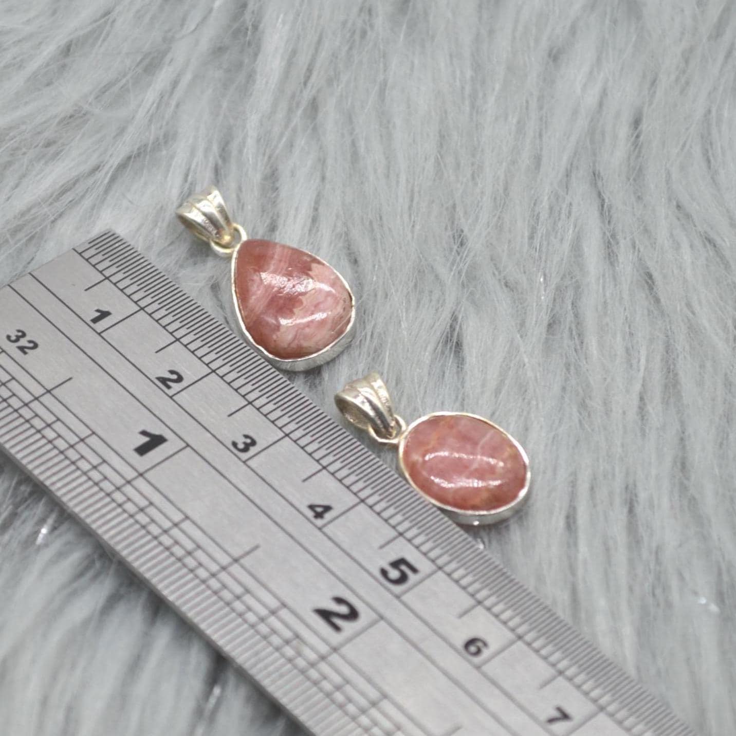 Rhodochrosite Pendant Necklace: Sterling Silver, Pink Gemstone, Oval or Teardrop