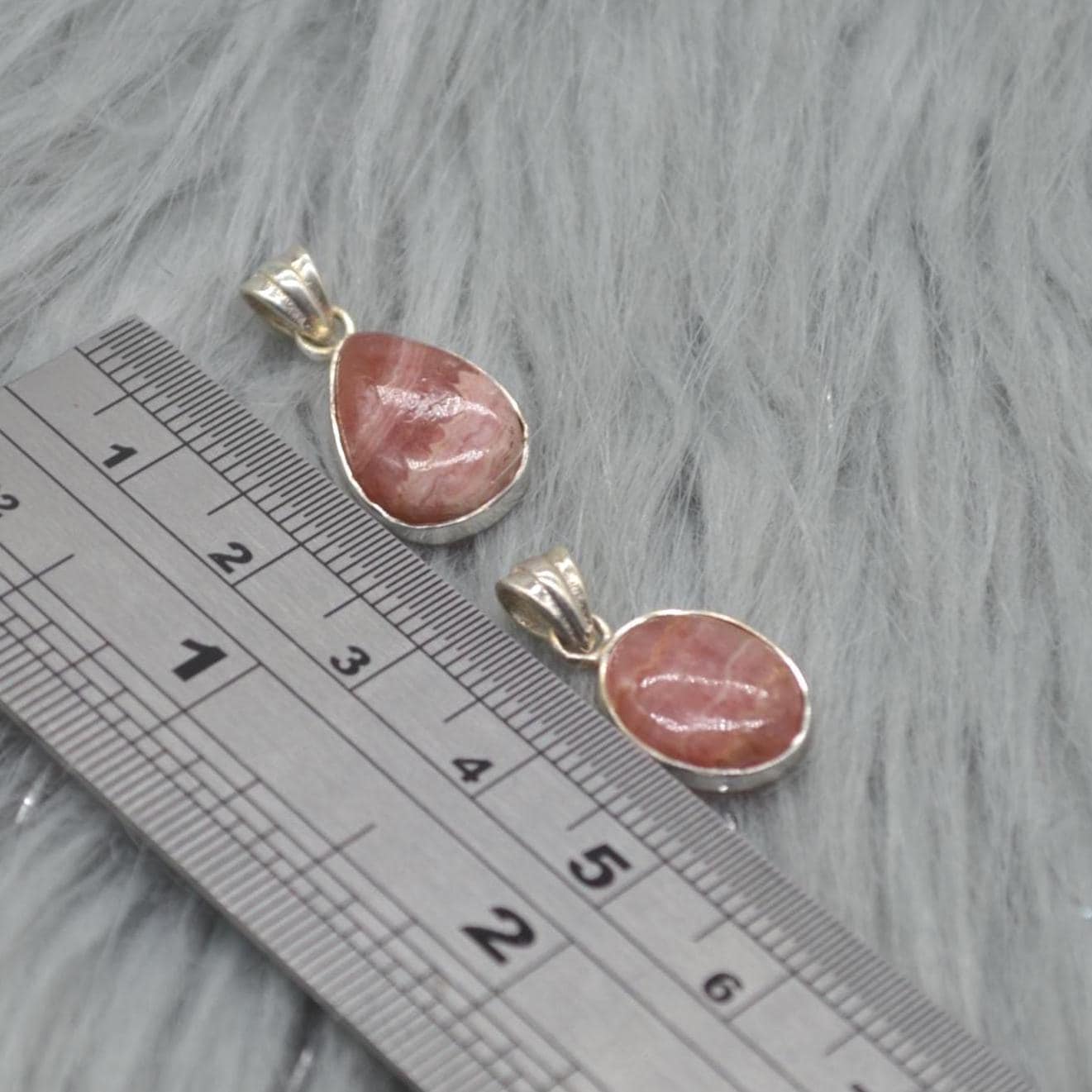 Rhodochrosite Pendant Necklace: Sterling Silver, Pink Gemstone, Oval or Teardrop