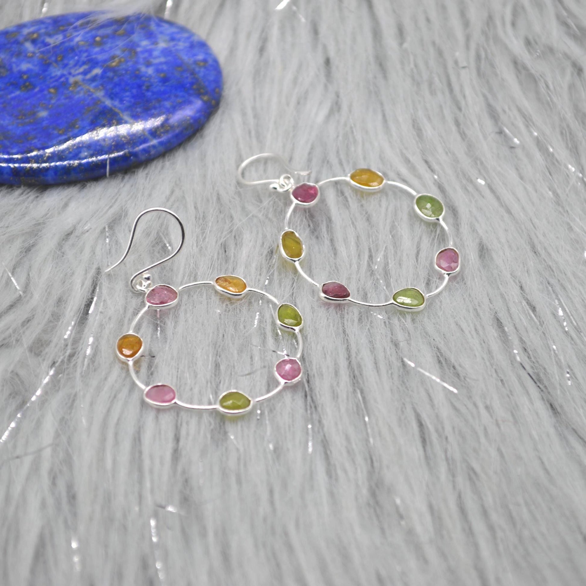 Pink Green Tourmaline Earrings: Sterling Silver Dangle Drop, October Birthstone, Gemstone Jewelry