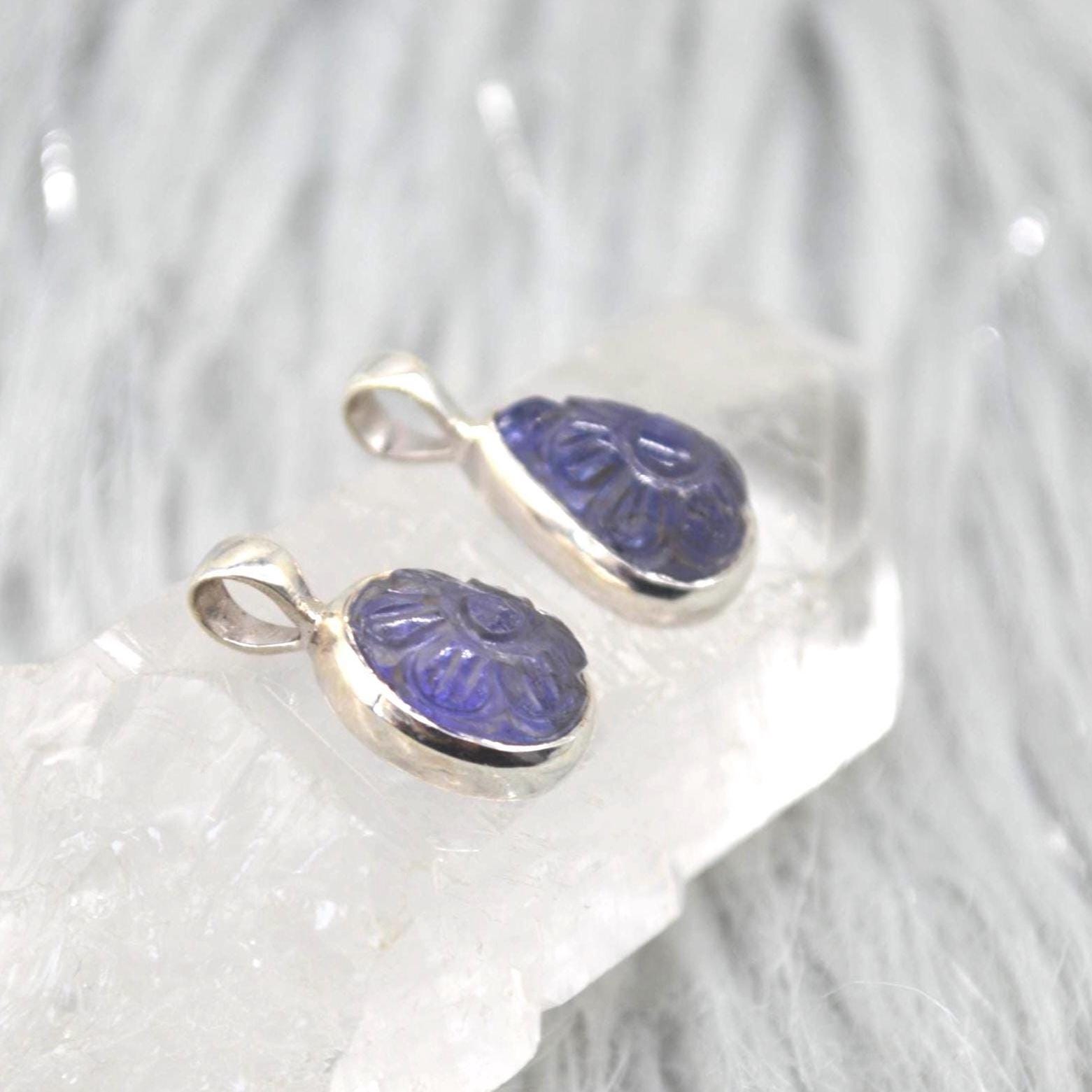 Tanzanite Pendant Necklace: Sterling Silver, Blue Gemstone, December Birthstone