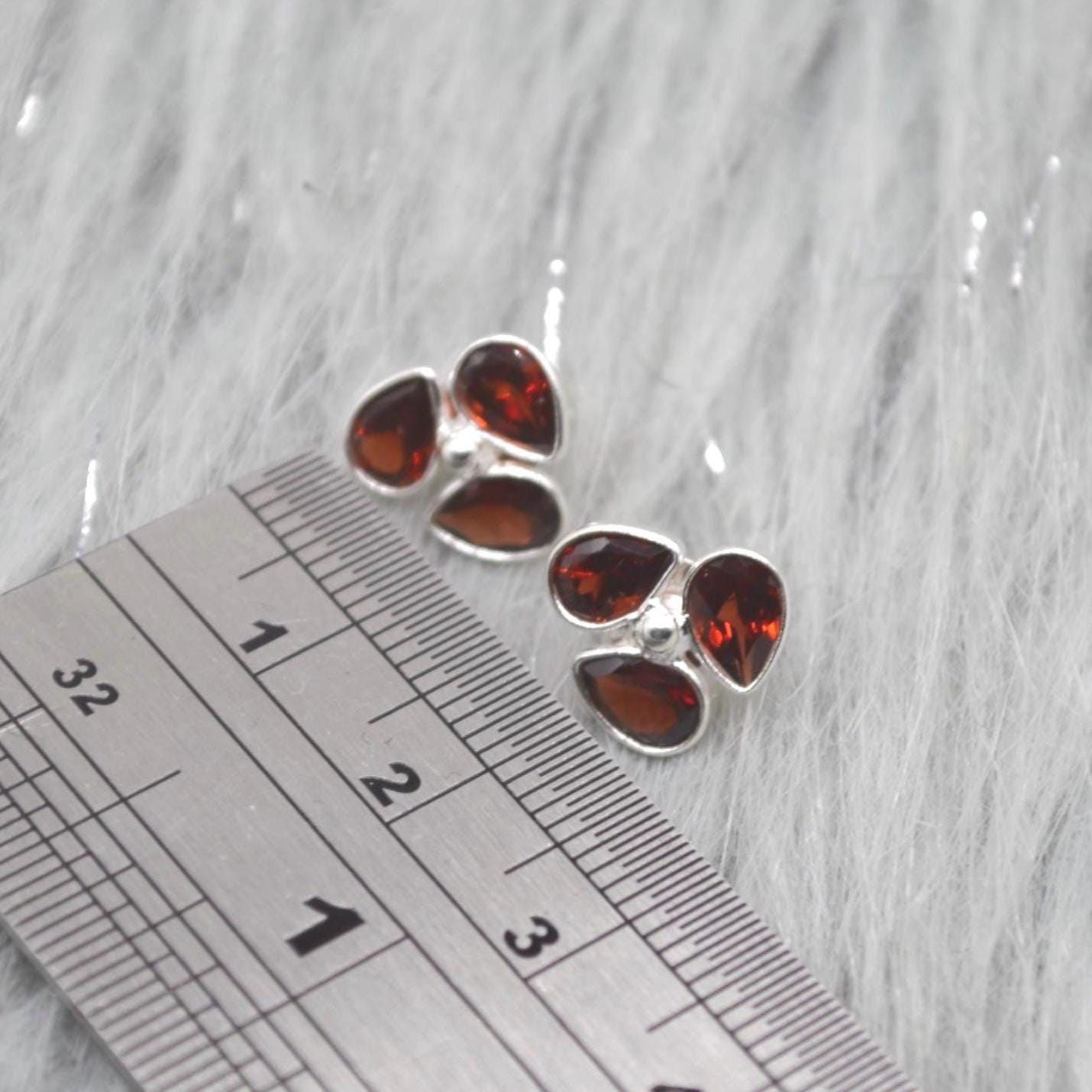 Garnet Stud Earrings: Sterling Silver, January Birthstone, Red Gemstone Jewelry