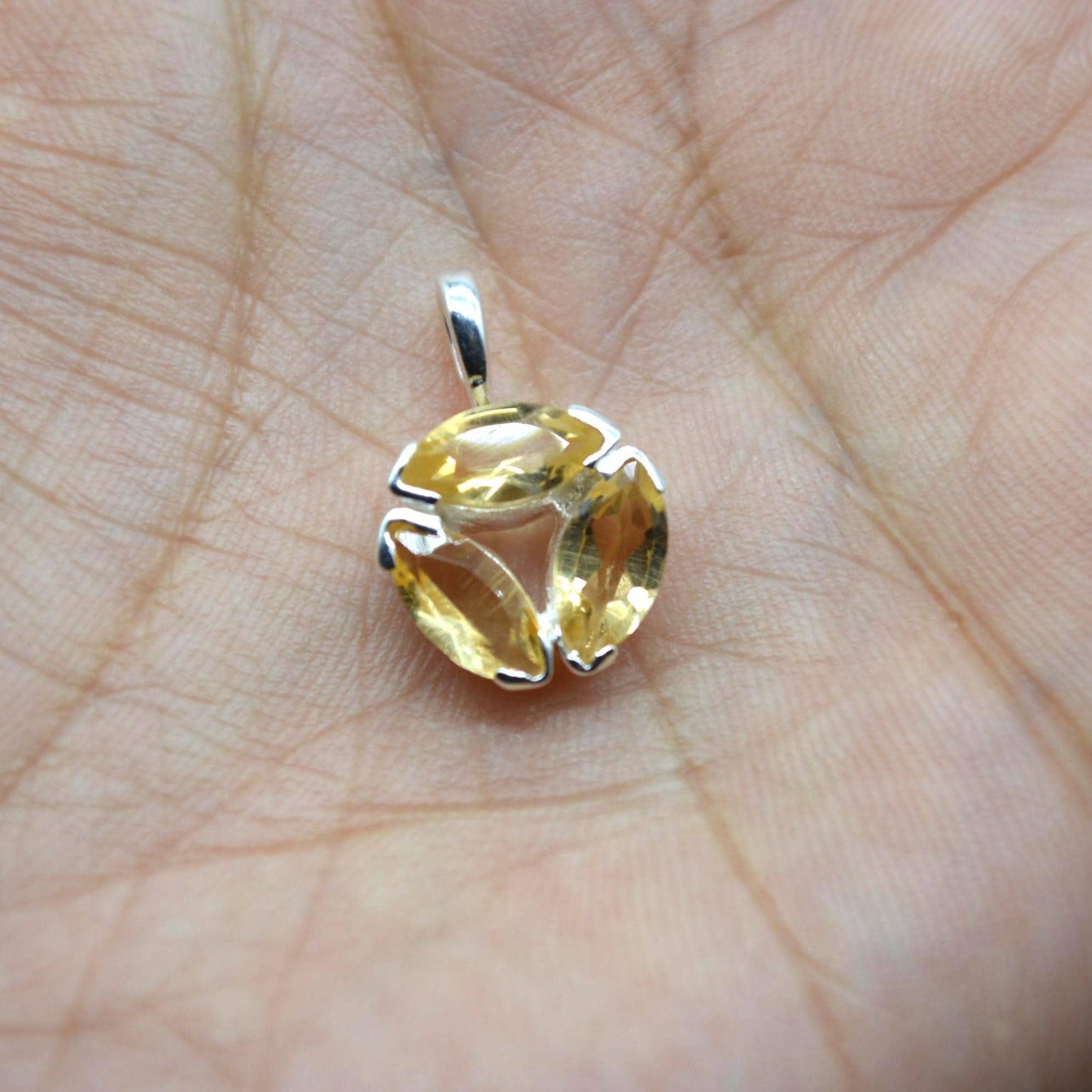 Citrine Sterling Silver Pendant: November Birthstone, Yellow Gemstone Necklace