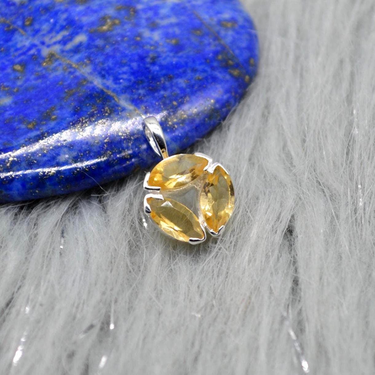 Citrine Sterling Silver Pendant: November Birthstone, Yellow Gemstone Necklace