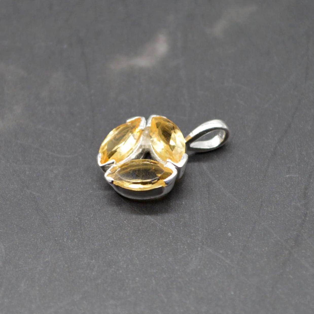 Citrine Sterling Silver Pendant: November Birthstone, Yellow Gemstone Necklace