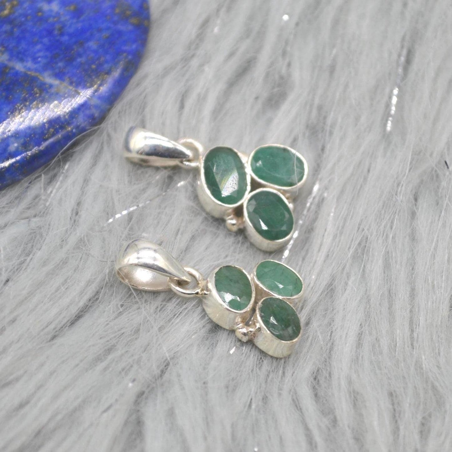 Emerald Pendant: Sterling Silver, May Birthstone