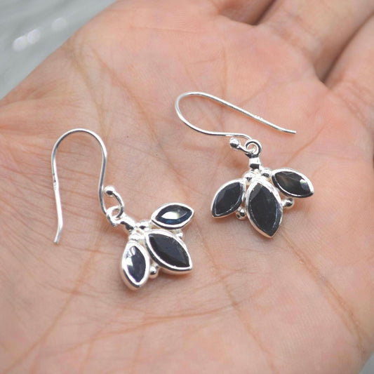 Blue Sapphire Earrings: Sterling Silver Dangle Drop, September Birthstone