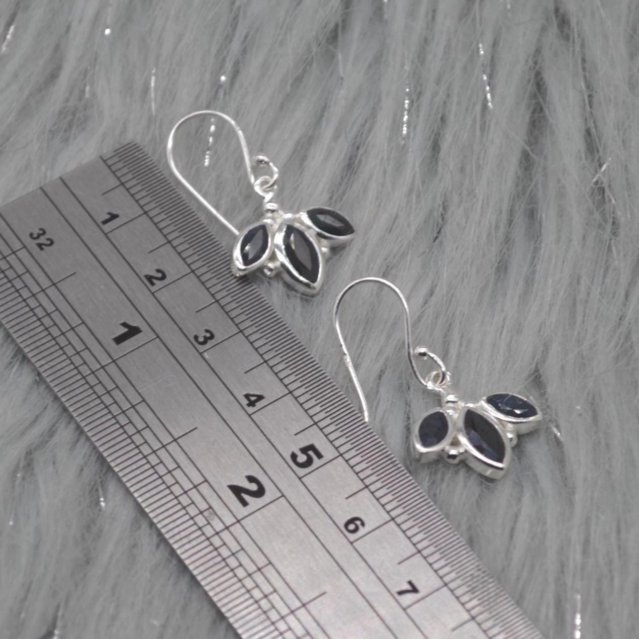 Blue Sapphire Earrings: Sterling Silver Dangle Drop, September Birthstone
