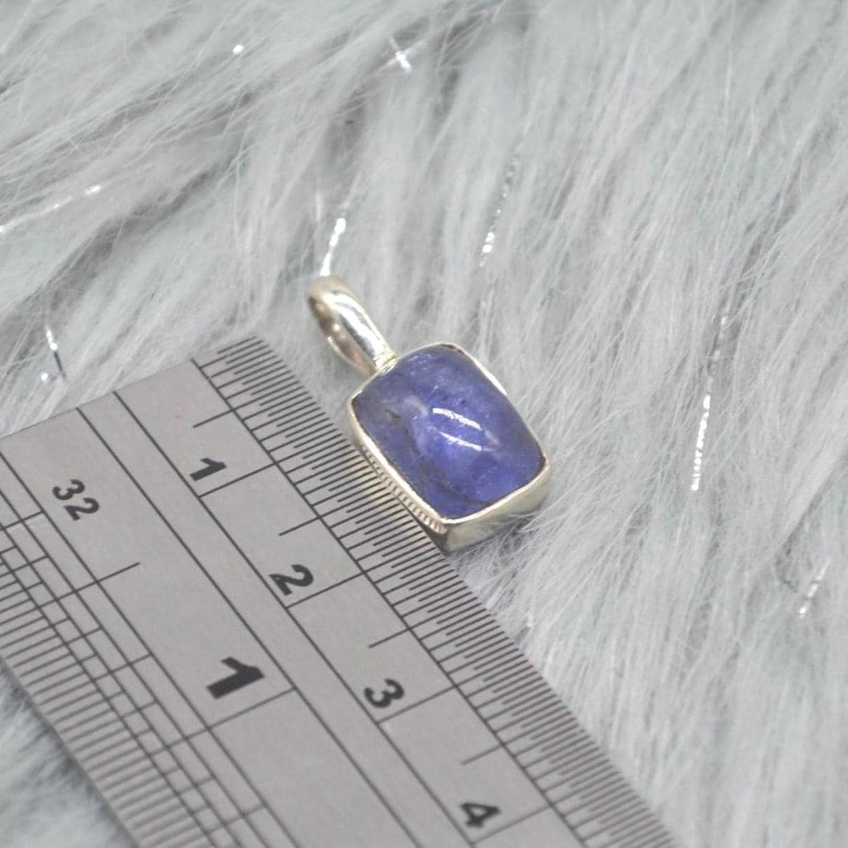 Tanzanite Silver Pendant Necklace: Square, Blue Gemstone, December Birthstone
