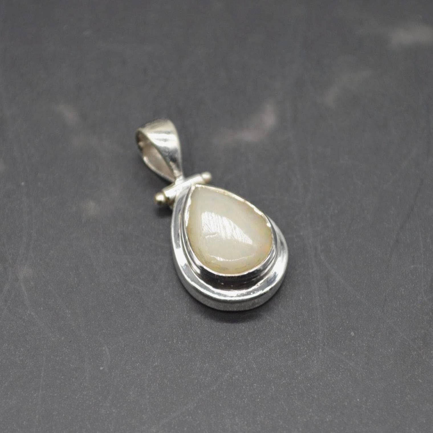White Opal Pendant: Sterling Silver Necklace, Gemstone Pendant