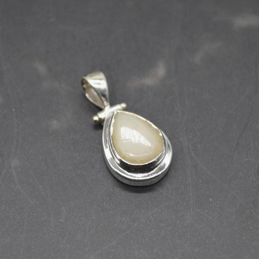 White Opal Pendant: Sterling Silver Necklace, Gemstone Pendant