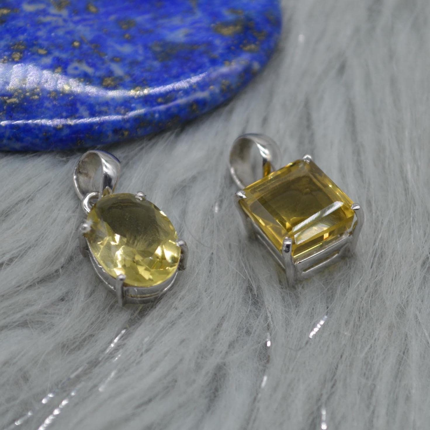 Lemon Quartz Pendant Necklace: Sterling Silver, Yellow Gemstone