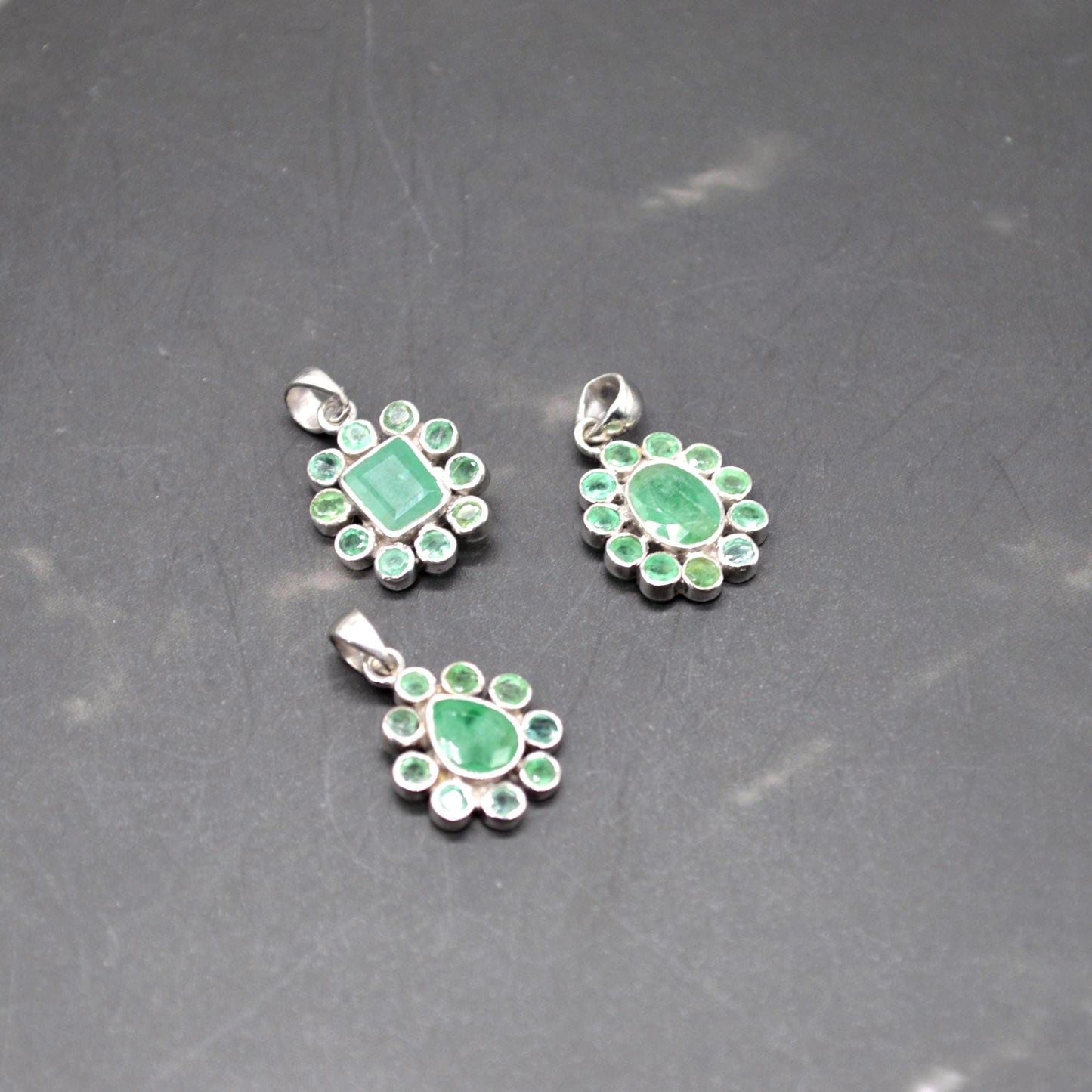 Emerald Pendant Necklace: Sterling Silver, May Birthstone, Green Gemstone