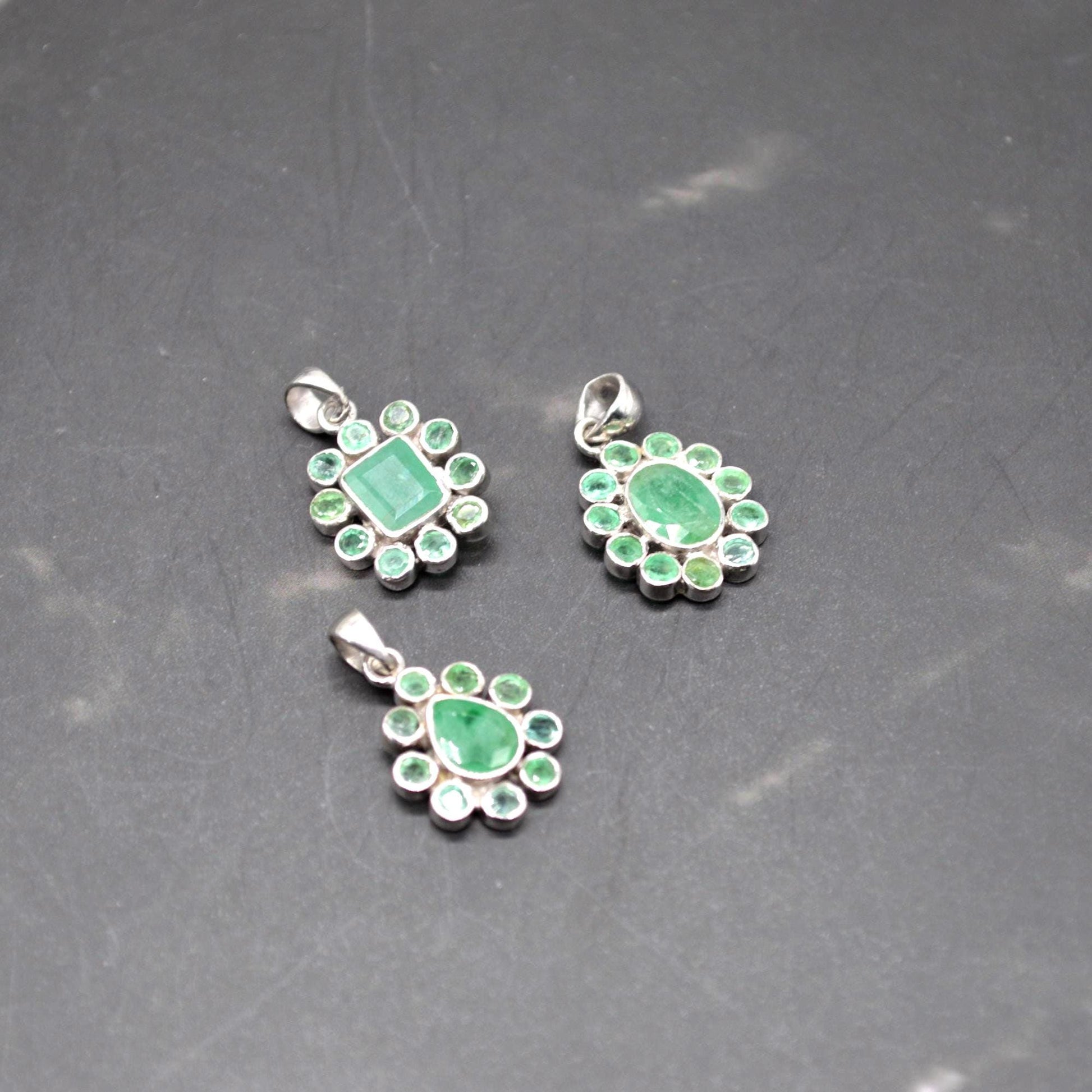 Emerald Pendant Necklace: Sterling Silver, May Birthstone, Green Gemstone