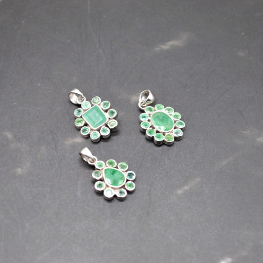 Emerald Pendant Necklace: Sterling Silver, May Birthstone, Green Gemstone