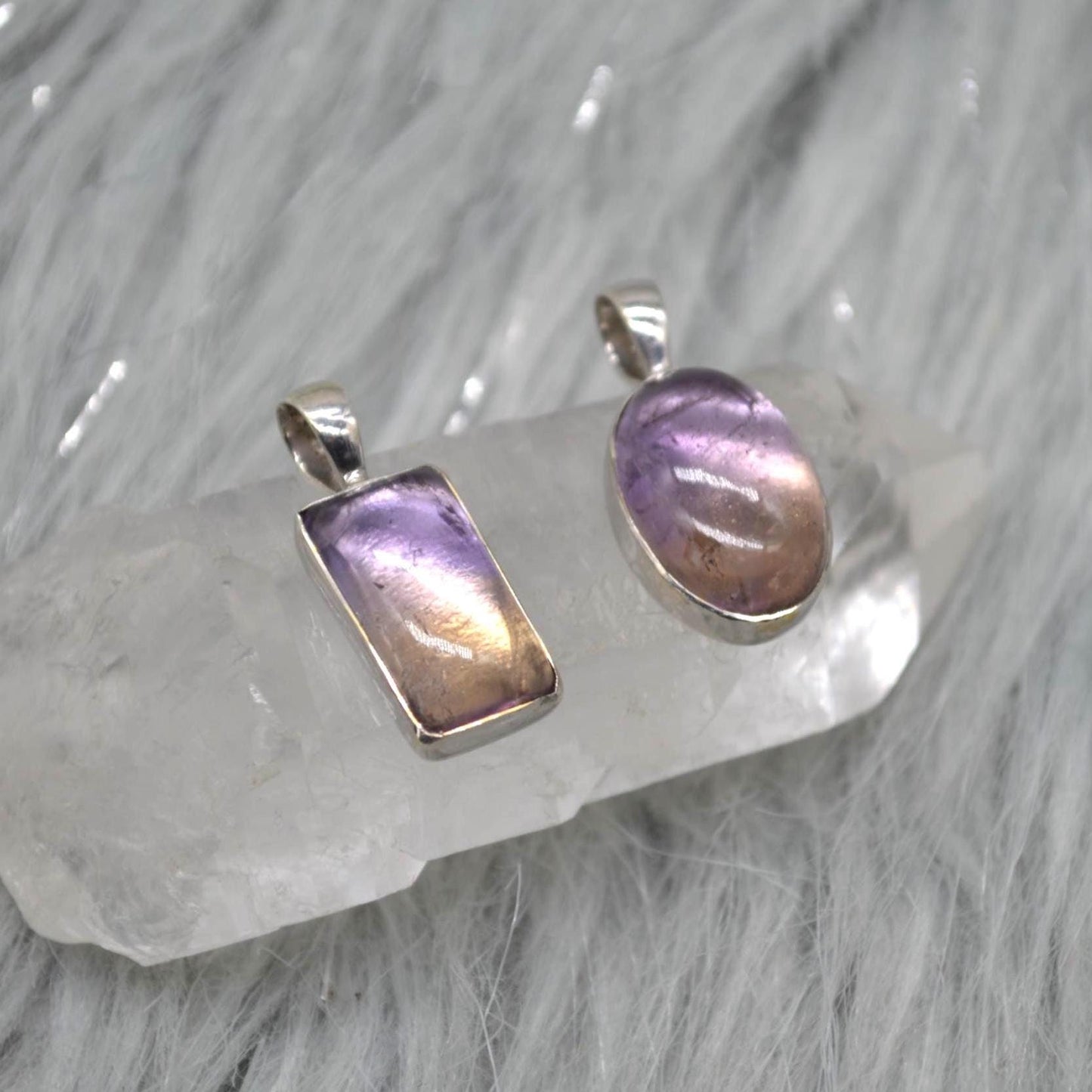 Ametrine Pendant: Sterling Silver, Purple Gemstone