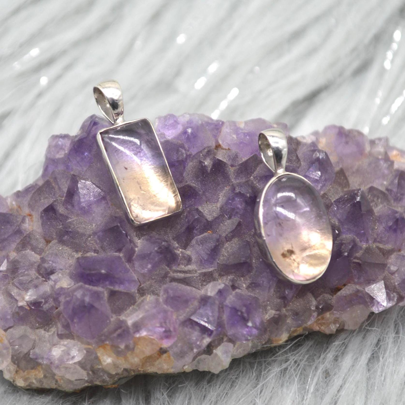 Ametrine Pendant: Sterling Silver, Purple Gemstone