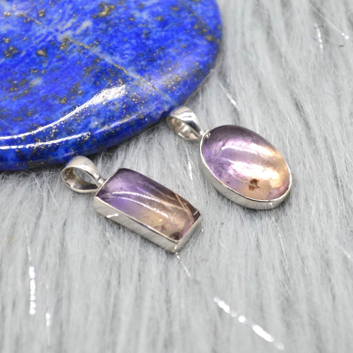 Ametrine Pendant: Sterling Silver, Purple Gemstone