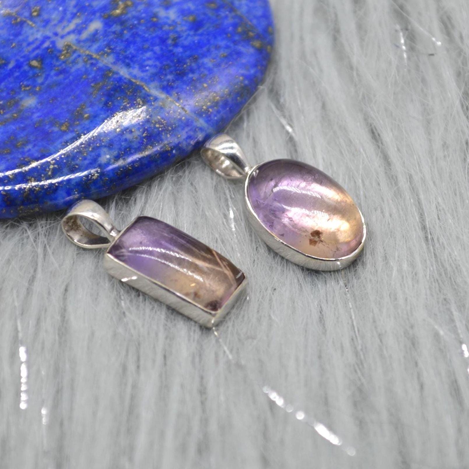 Ametrine Pendant: Sterling Silver, Purple Gemstone