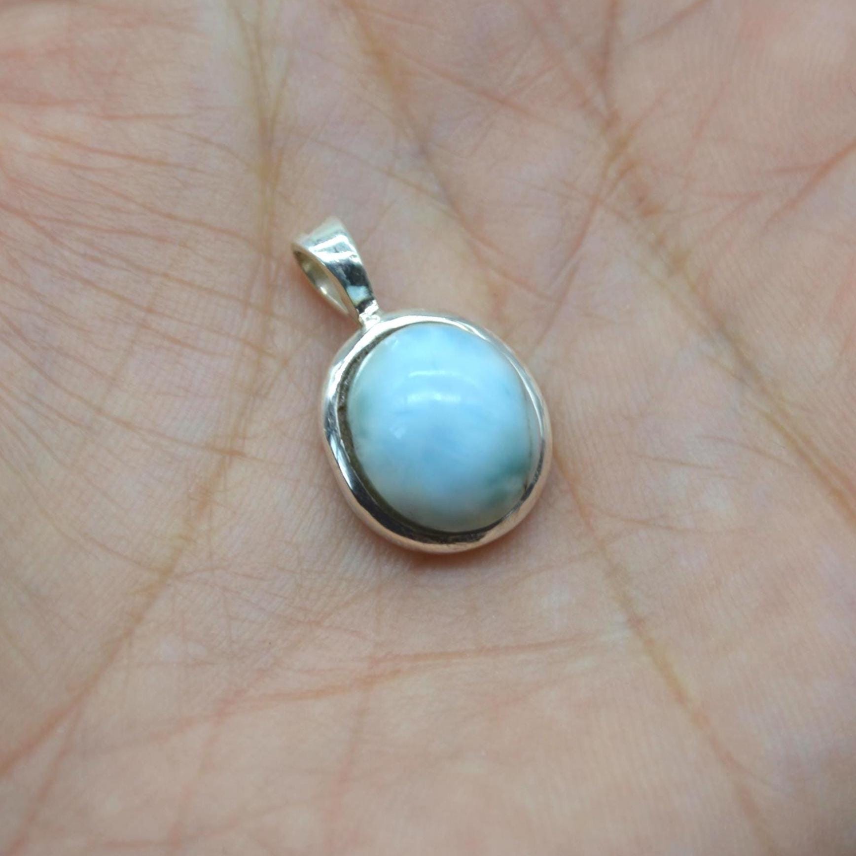 Larimar Pendant Necklace: Sterling Silver, Blue Gemstone