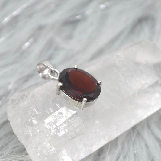 Red Garnet Pendant Necklace: Sterling Silver, January Birthstone