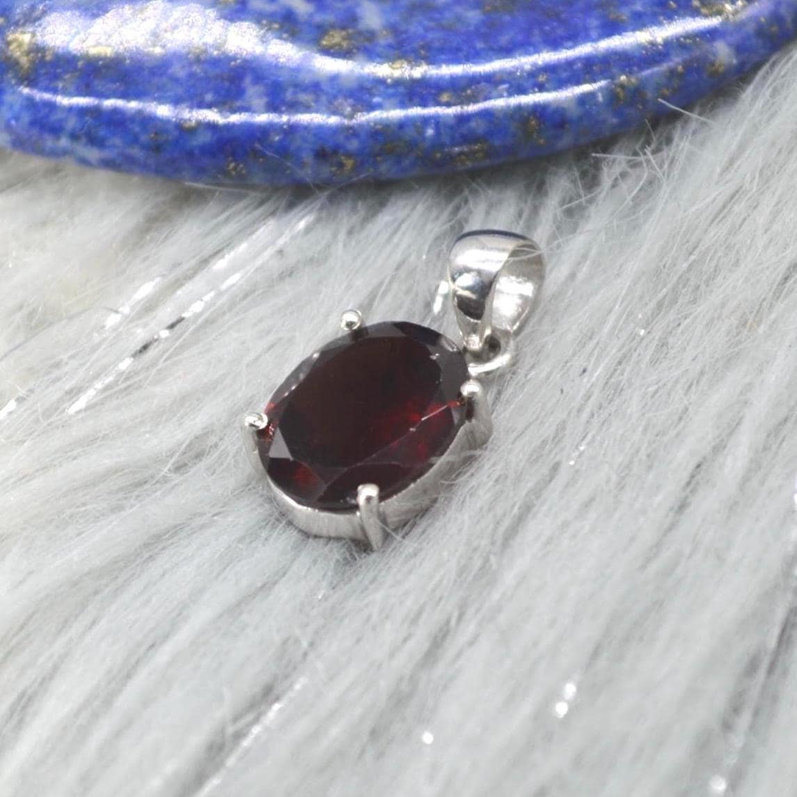 Red Garnet Pendant Necklace: Sterling Silver, January Birthstone