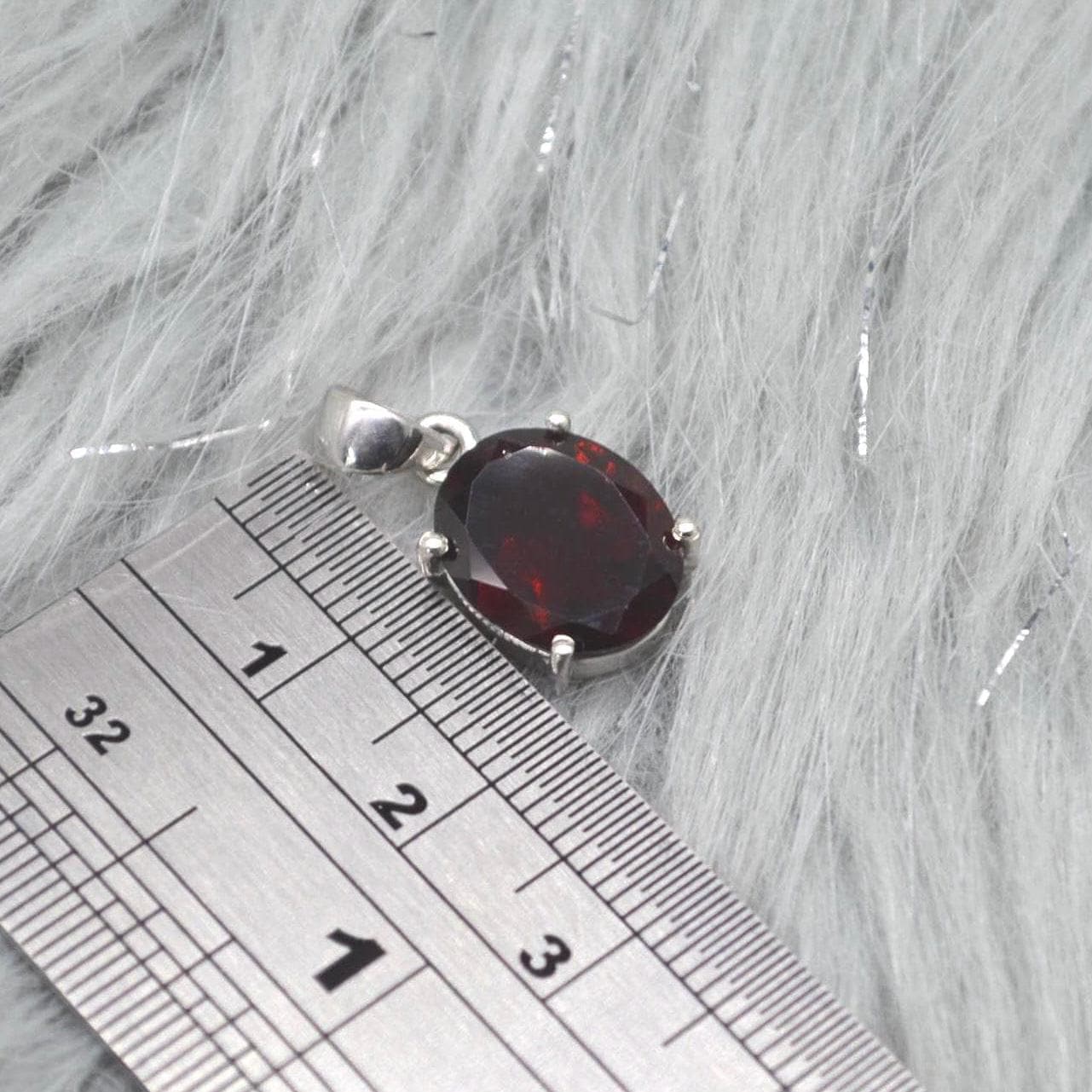 Red Garnet Pendant Necklace: Sterling Silver, January Birthstone