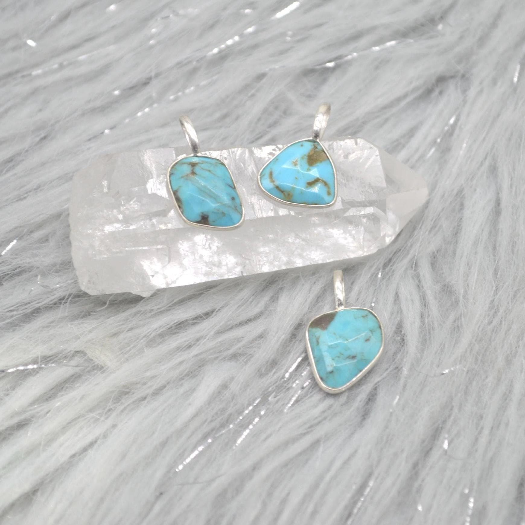 Blue Turquoise Pendant: Sterling Silver Chain Necklace, December Birthstone