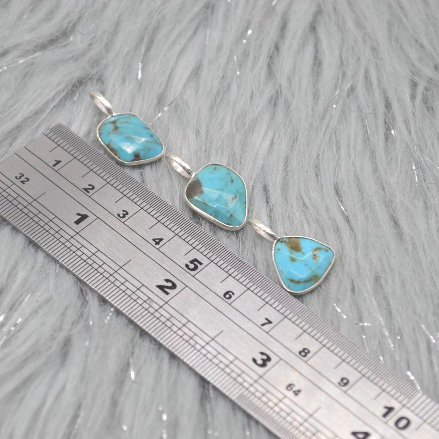 Blue Turquoise Pendant: Sterling Silver Chain Necklace, December Birthstone