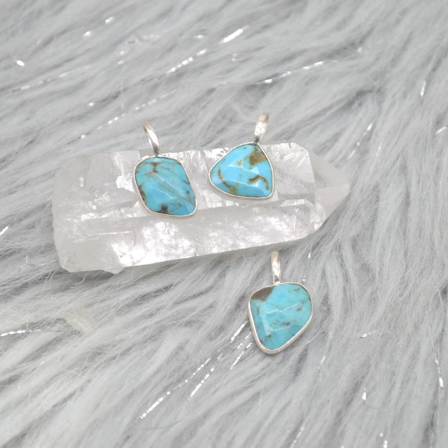 Blue Turquoise Pendant: Sterling Silver Chain Necklace, December Birthstone