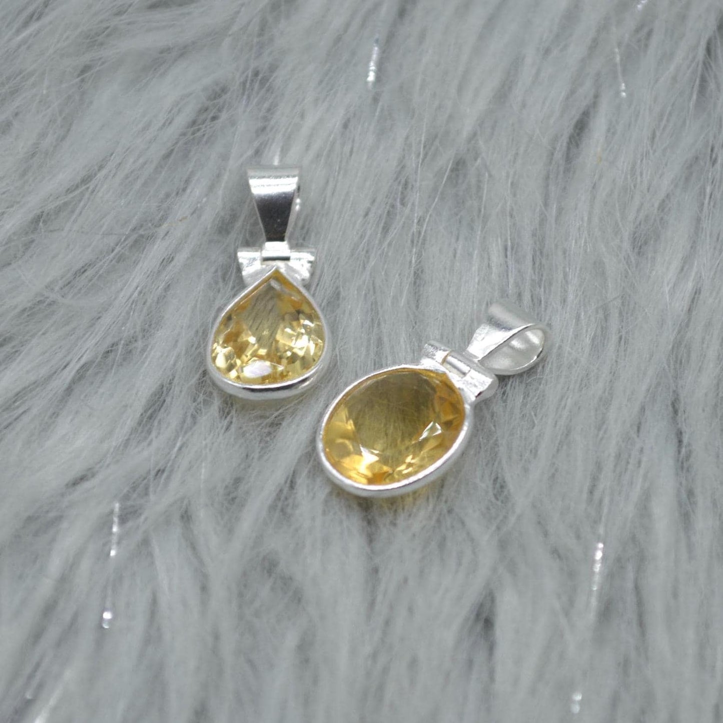 Sterling Silver Citrine Pendant: November Birthstone, Yellow Gemstone Necklace