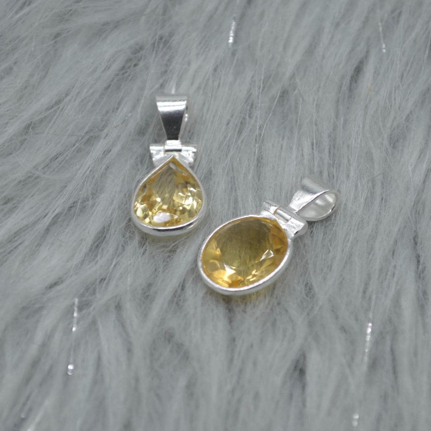 Sterling Silver Citrine Pendant: November Birthstone, Yellow Gemstone Necklace