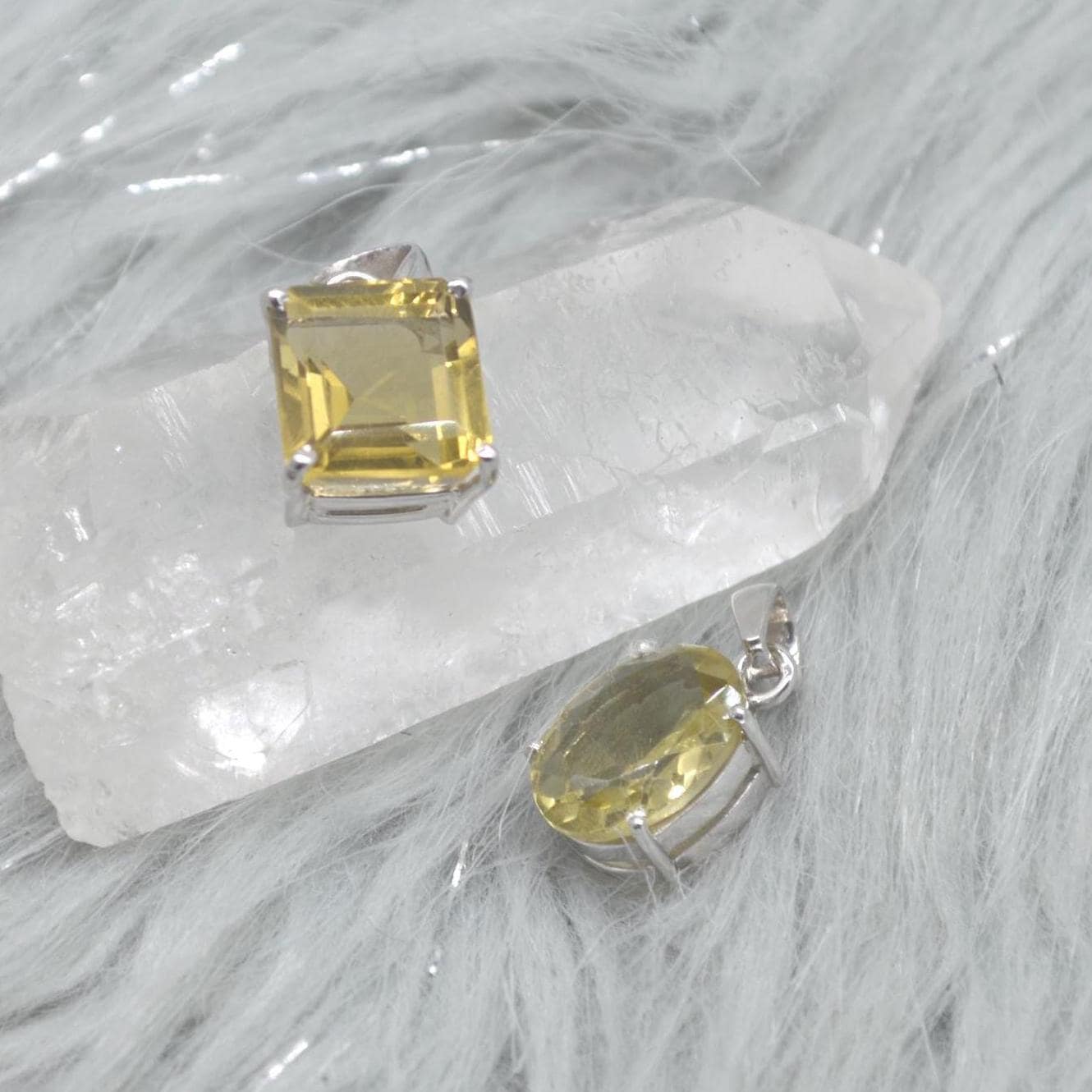 Lemon Quartz Pendant Necklace: Sterling Silver, Yellow Gemstone