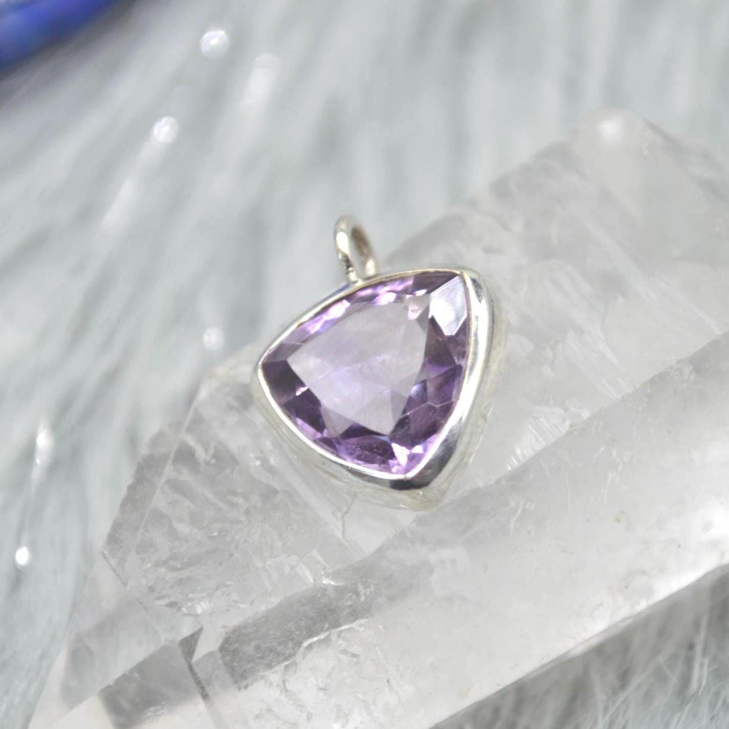 Amethyst Pendant Necklace: Sterling Silver, February Birthstone, Purple Gemstone Jewelry