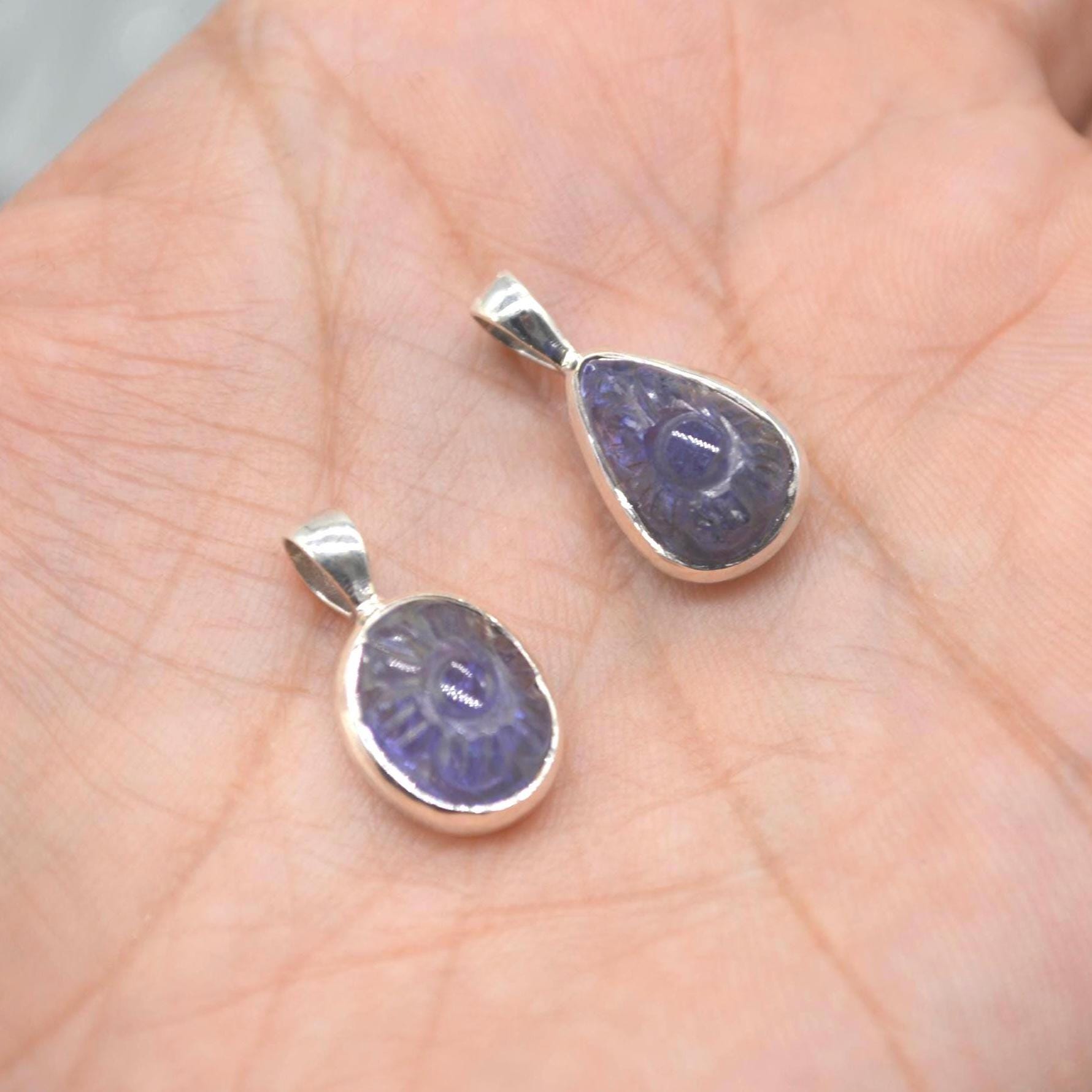 Tanzanite Pendant Necklace: Sterling Silver, Blue Gemstone, December Birthstone