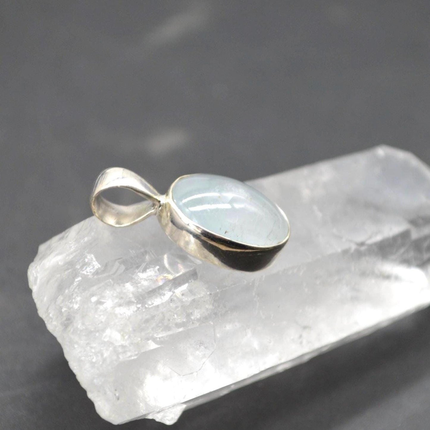 Aquamarine Pendant Necklace: Sterling Silver, March Birthstone, Blue Gemstone, Oval