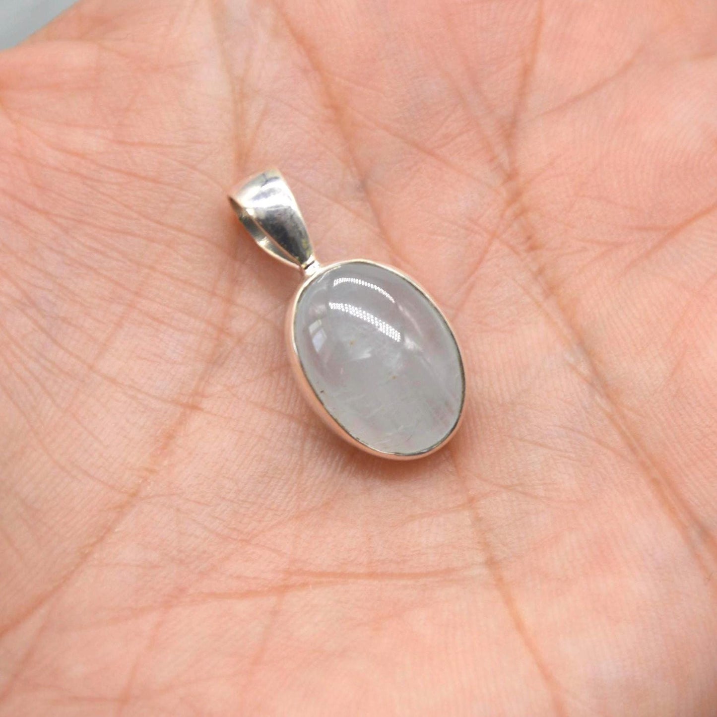 Aquamarine Pendant Necklace: Sterling Silver, March Birthstone, Blue Gemstone, Oval