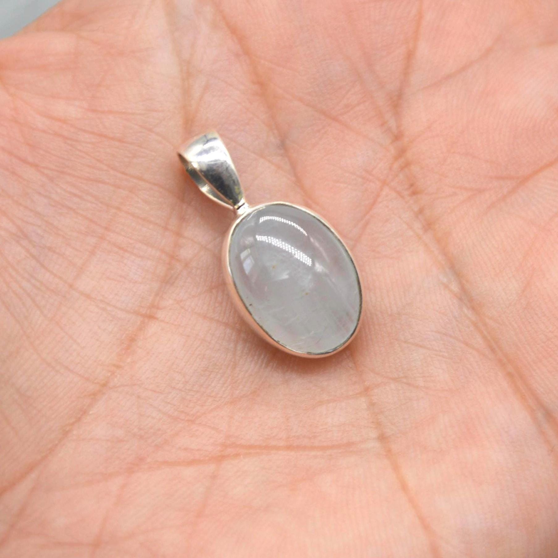 Aquamarine Pendant Necklace: Sterling Silver, March Birthstone, Blue Gemstone, Oval