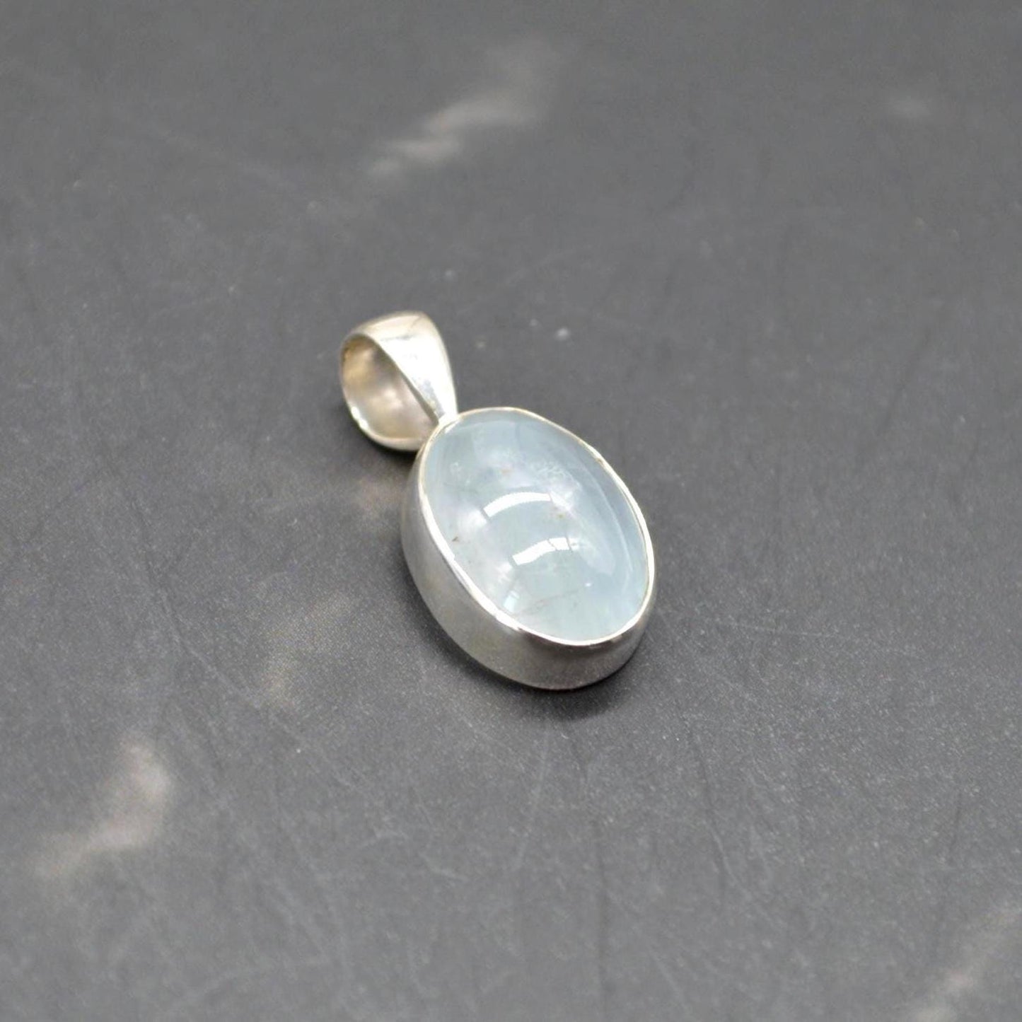 Aquamarine Pendant Necklace: Sterling Silver, March Birthstone, Blue Gemstone, Oval