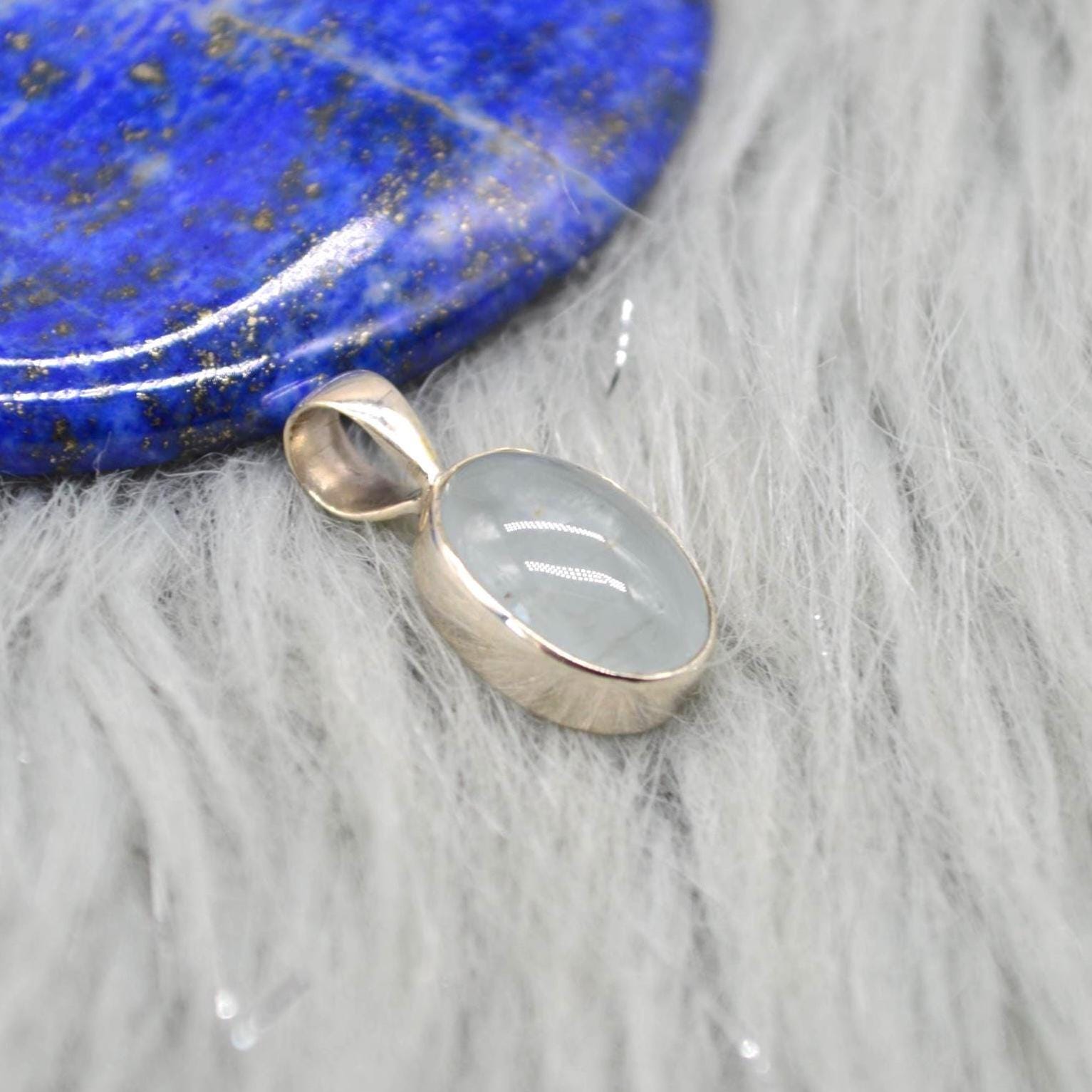 Aquamarine Pendant Necklace: Sterling Silver, March Birthstone, Blue Gemstone, Oval