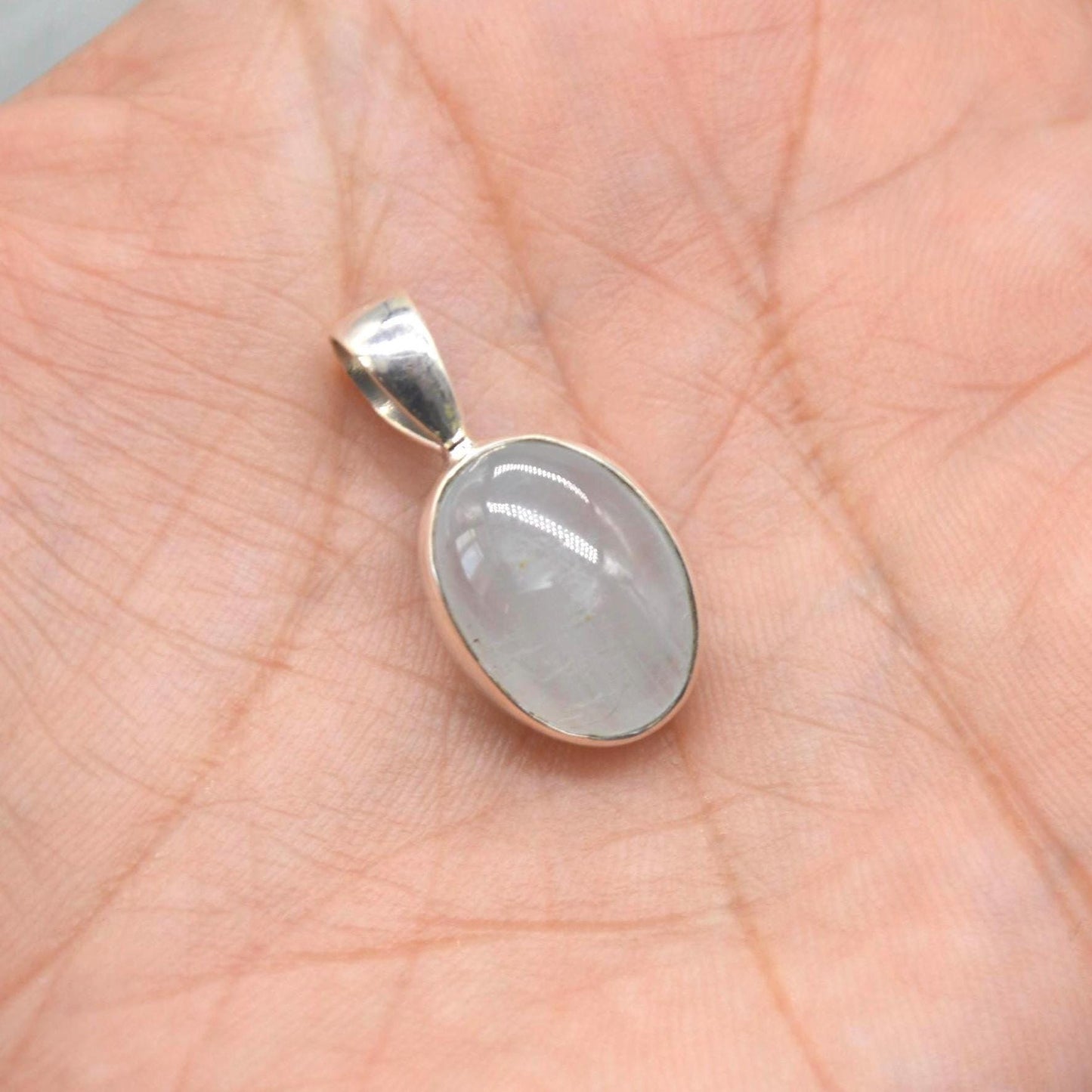 Aquamarine Pendant Necklace: Sterling Silver, March Birthstone, Blue Gemstone, Oval