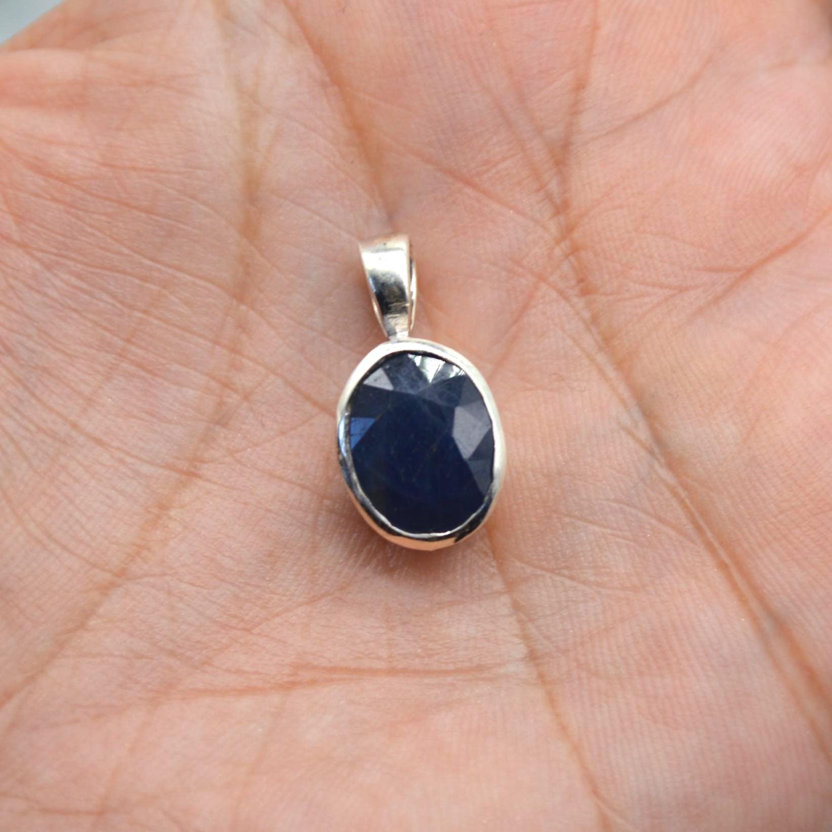 Sapphire Pendant Necklace: Sterling Silver, Blue Gemstone, September Birthstone, Oval or Teardrop