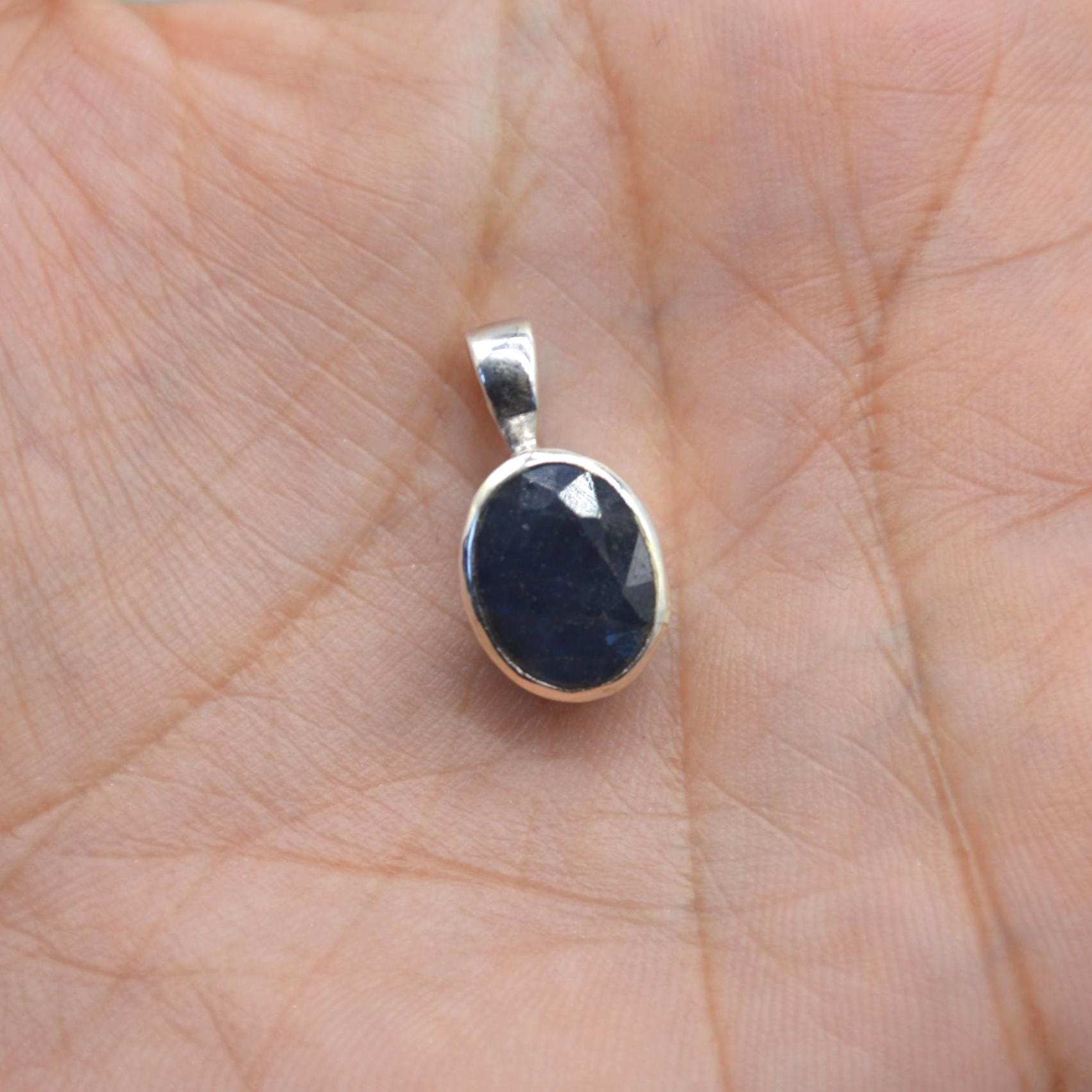 Sapphire Pendant Necklace: Sterling Silver, Blue Gemstone, September Birthstone, Oval or Teardrop